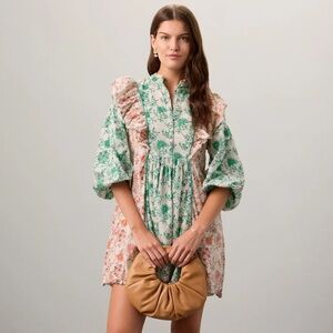 Designer Hofmann Copenhagen Erika Floral Ruffle Babydoll Mini Dress EU 44 US 12